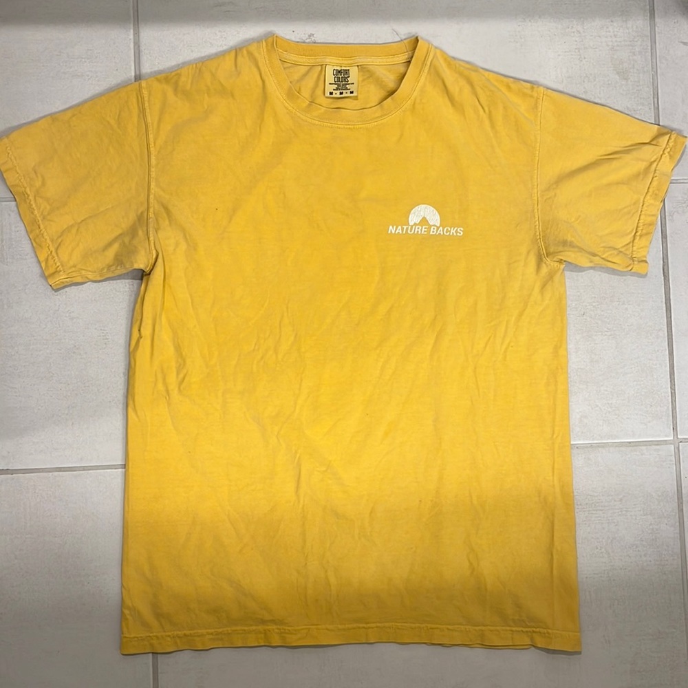 Nature backs comfort colors yellow mountain sunset shirt